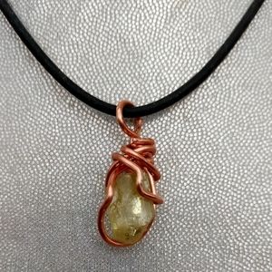 Wire wrapped yellow apatite choker necklace